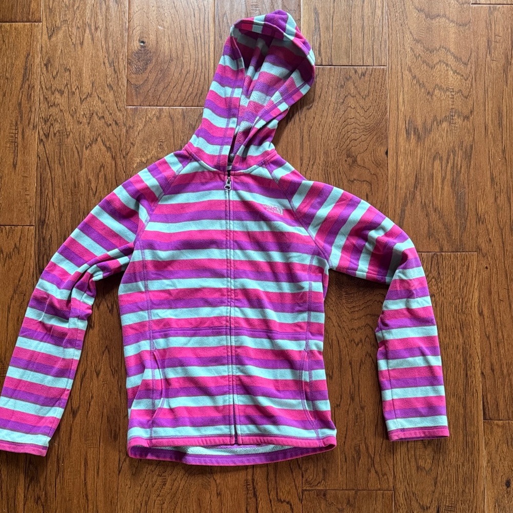 North Face Striped Pink, Purple, Blue Hoodie Jacket